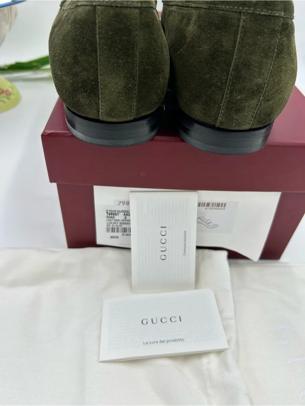Men's Gucci horse bit GG embossed suede loafers size 8 fits nine US made Italy